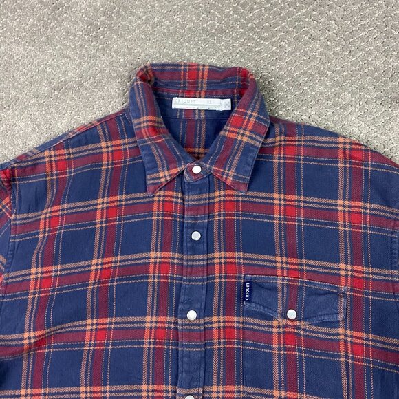 Criquet Flannel Pearl Snap Shirt Jacket Shacket Heavyweight Men's XL Plaid Red - Picture 2 of 13